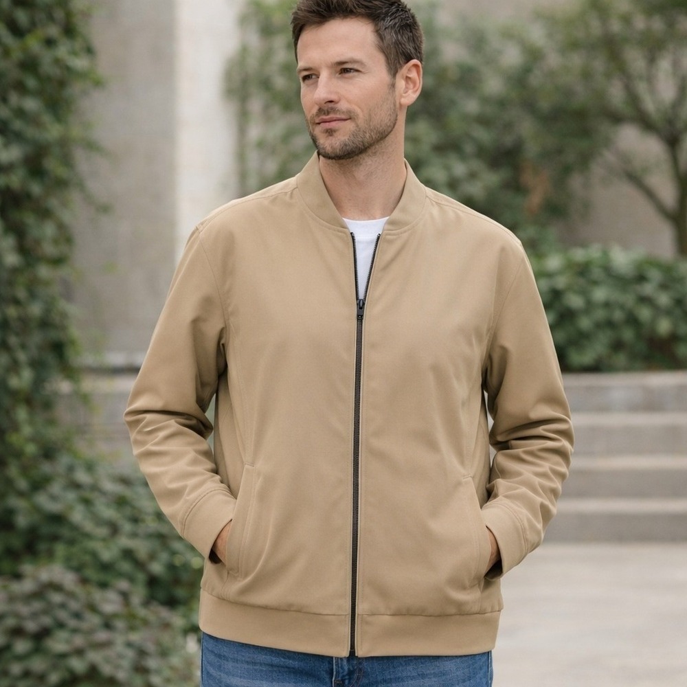 Kenneth Cole New York Mens Tan Bomber Jacket Full Zip KZ9L48TAN XL